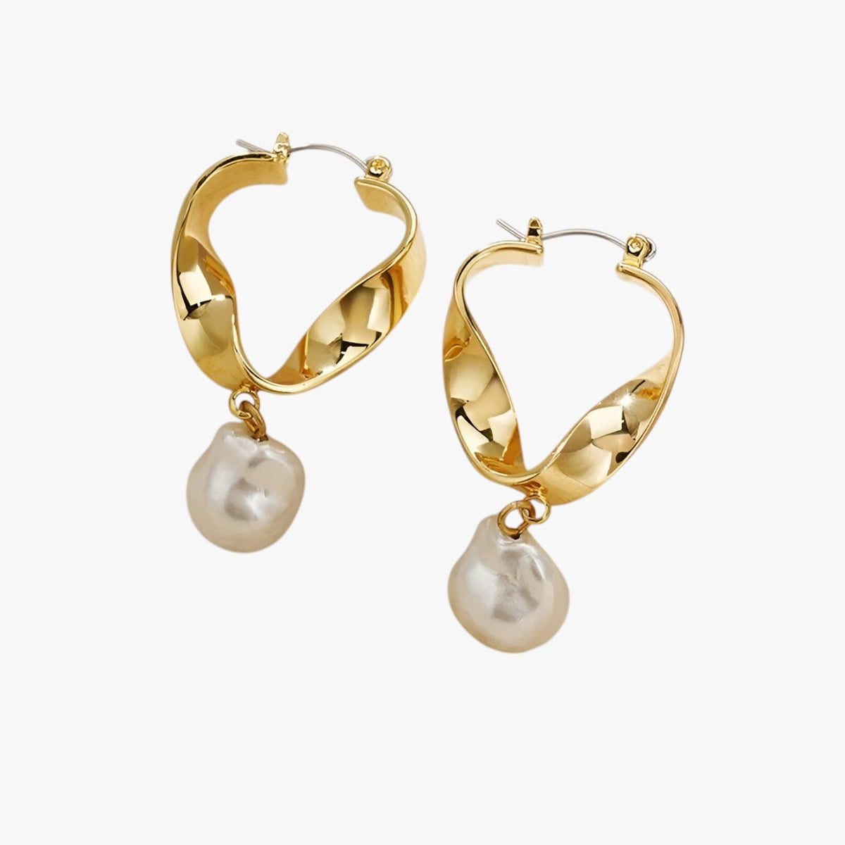 Hollow Round Torque Earrings, 18K Gold-Plated