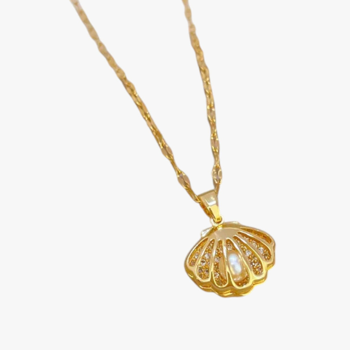 Retro ketting met parelmoer en pareldetail