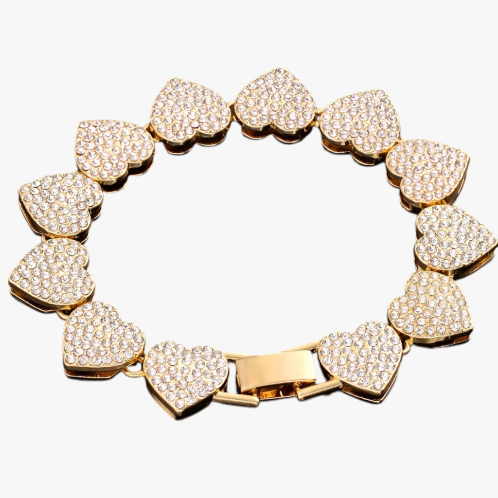 Kristallen tennisarmband met hangende hartbedels
