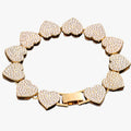 Kristallen tennisarmband met hangende hartbedels
