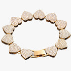 Kristallen tennisarmband met hangende hartbedels