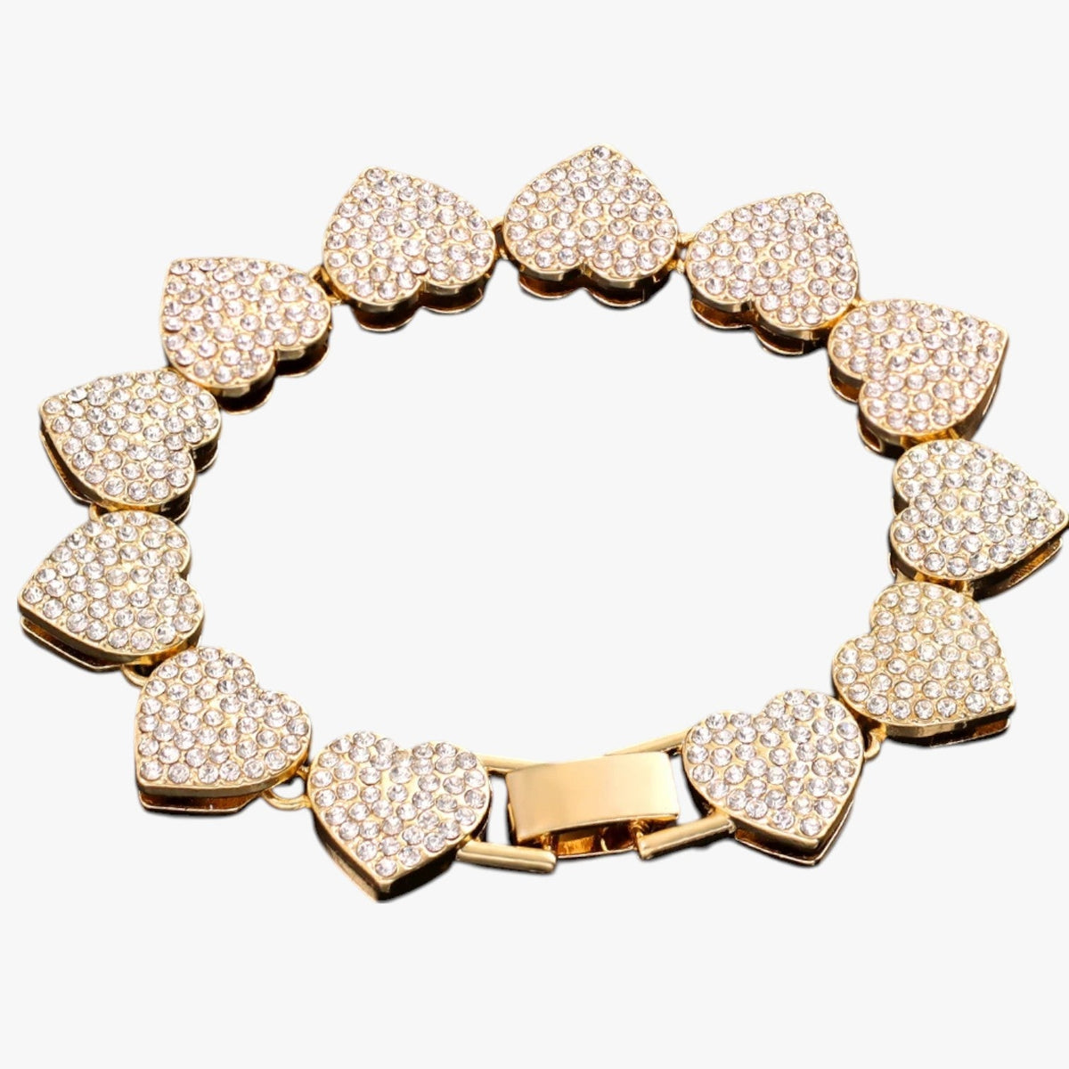 Kristallen tennisarmband met hangende hartbedels