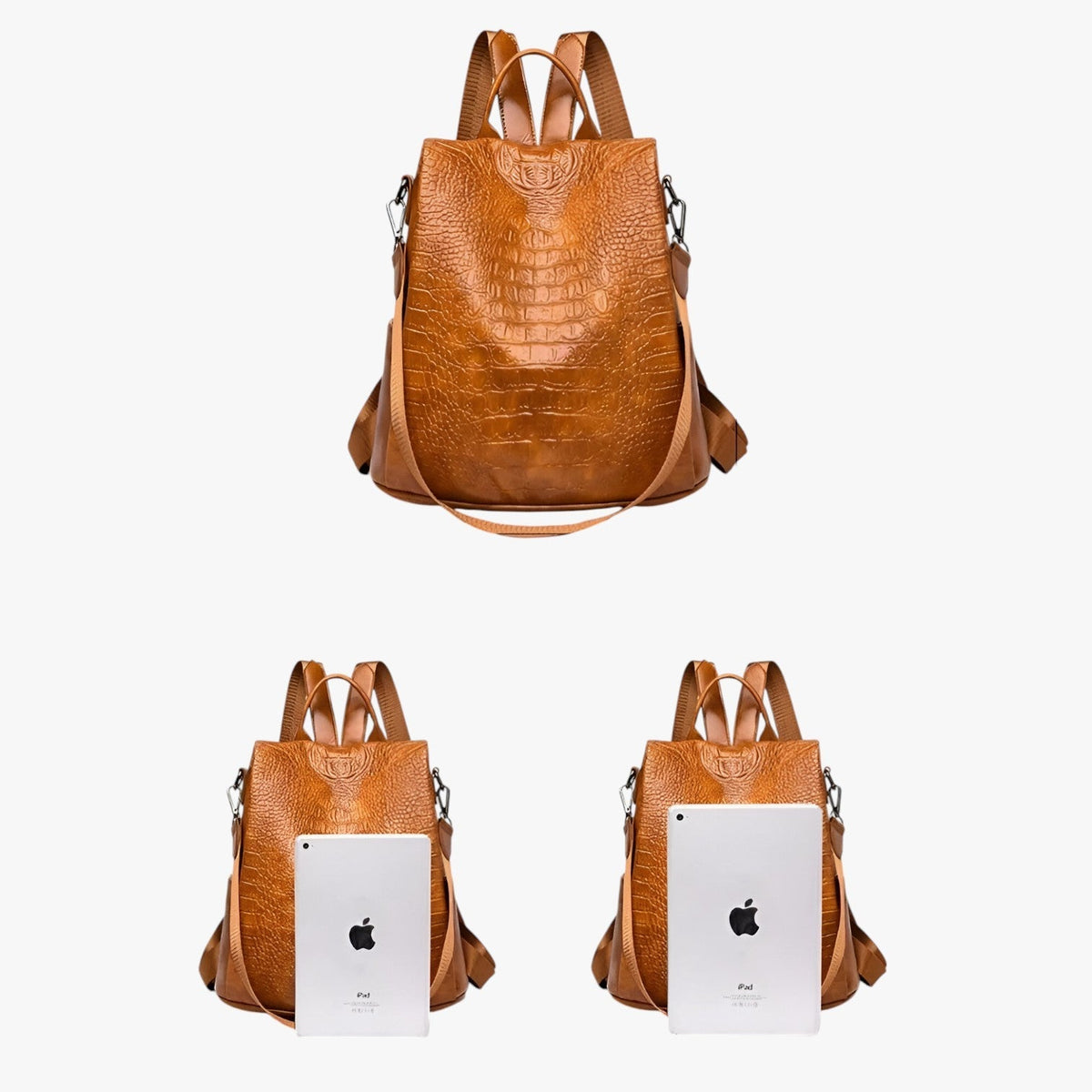 Soft Leather Anti-Theft Backpack with Back Zip Access