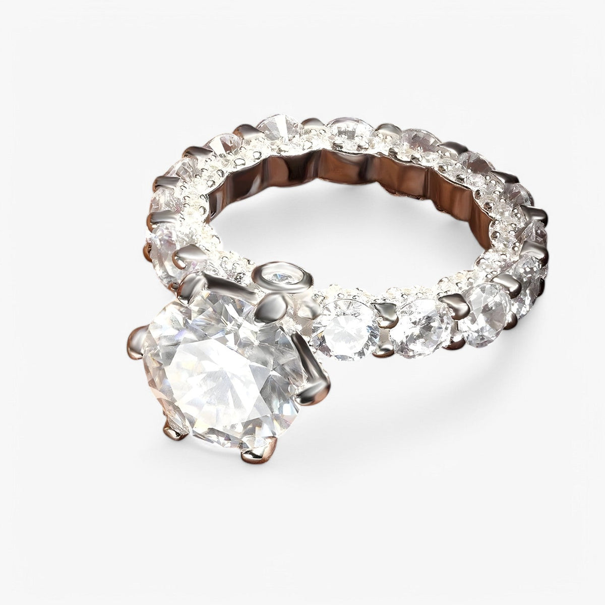 Moissanietring in S925 zilver met verborgen halo