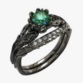 Pair of Rings with Black Quartz and Zircon Stones