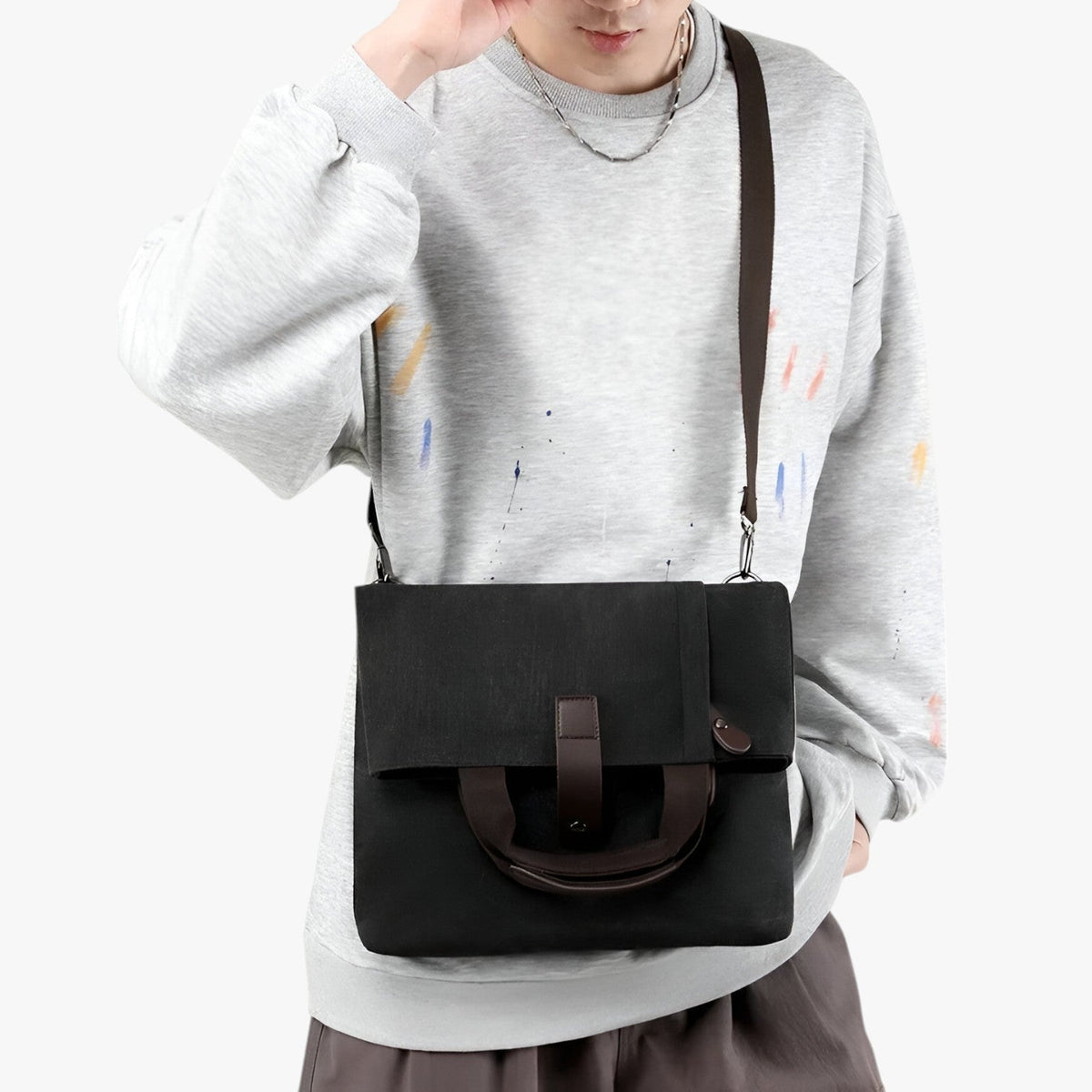 Men's Versatile Multi-Pocket Laptop Shoulder Bag
