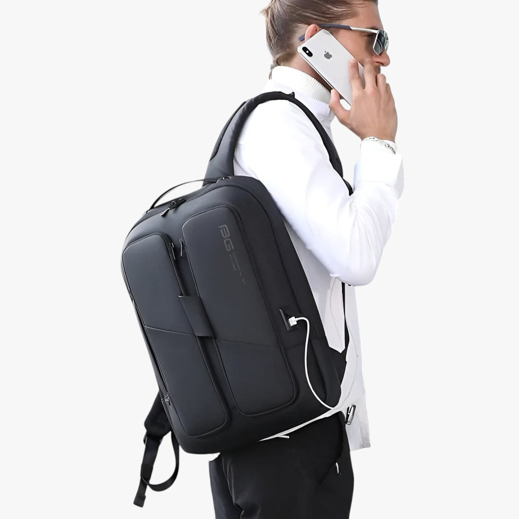 Anti-Theft Waterproof Black Laptop Backpack with USB Port
