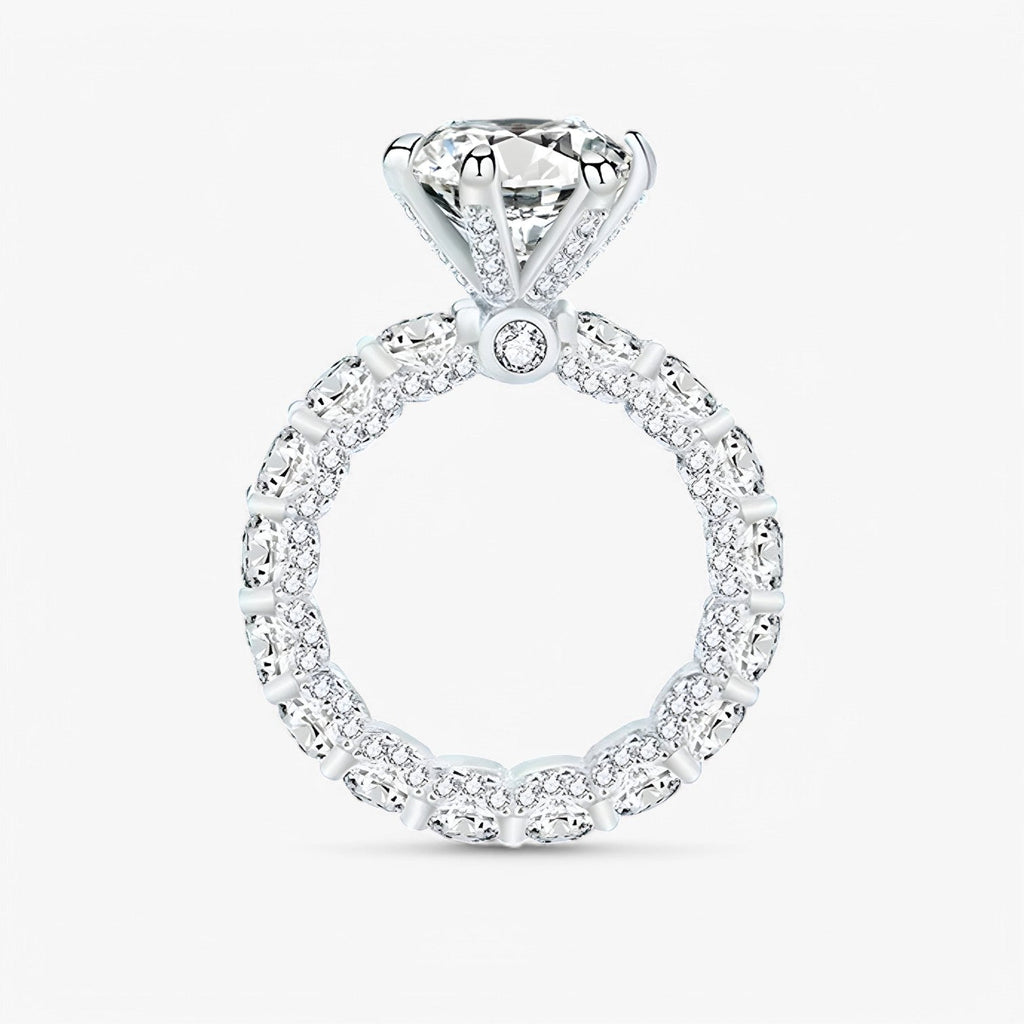 Moissanietring in S925 zilver met verborgen halo