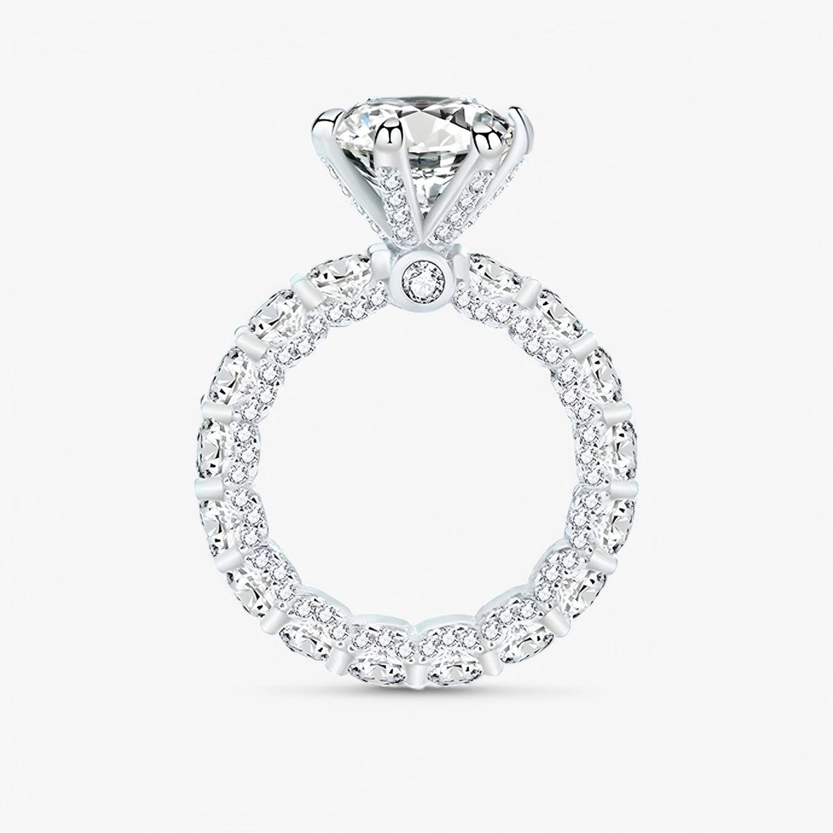 Moissanietring in S925 zilver met verborgen halo