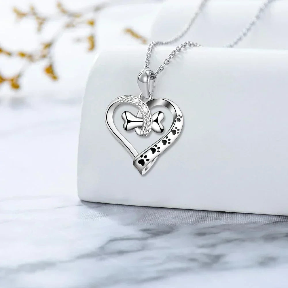Two-Piece Jewellery Set with Paw, Heart and Bone Charms