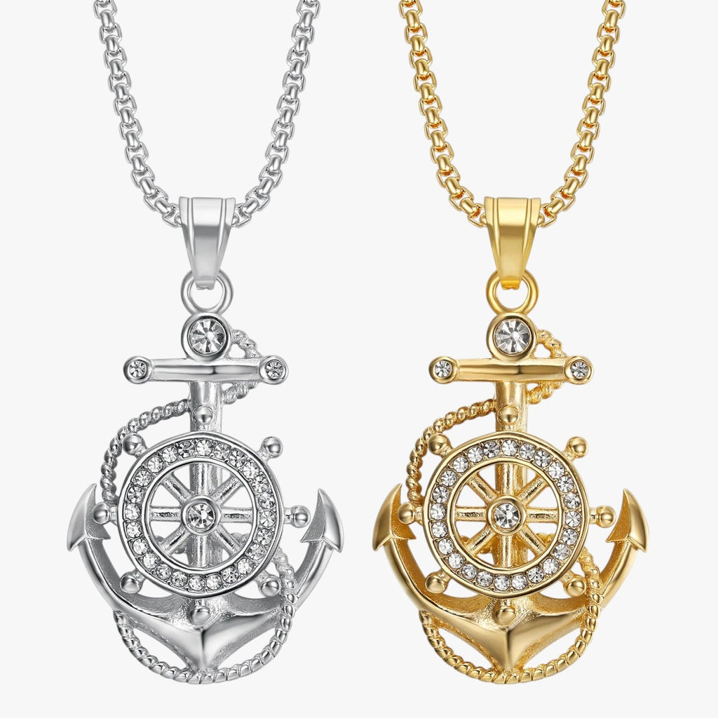 Anchor Pendant Necklace with Gold-Plated Finish