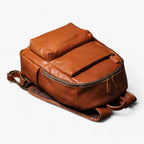 Vintage-Inspired Leather Travel Backpack for Work and School