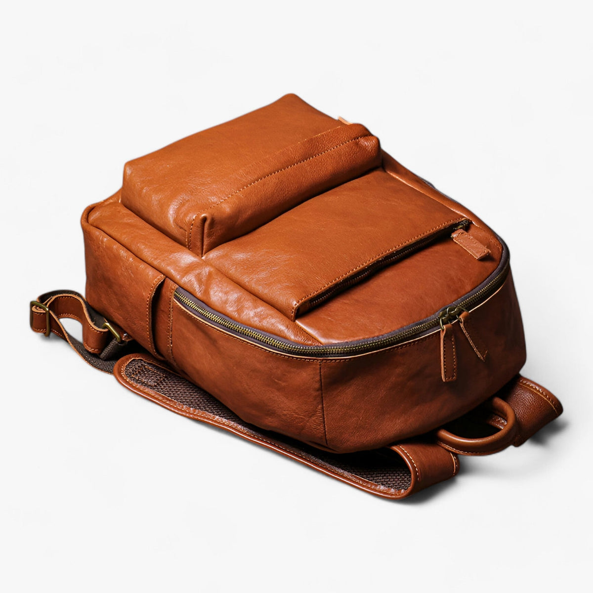 Vintage-Inspired Leather Travel Backpack for Work and School