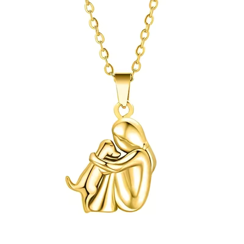 Ketting met omhelzende hond in vier afwerkingen