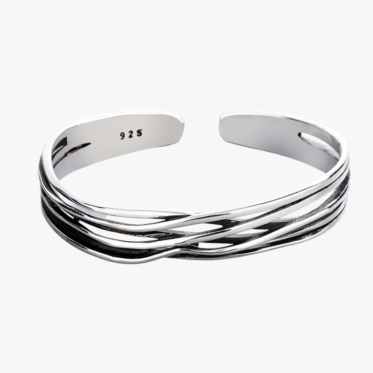 Retro geweven zilverkleurige armband met fijn detail