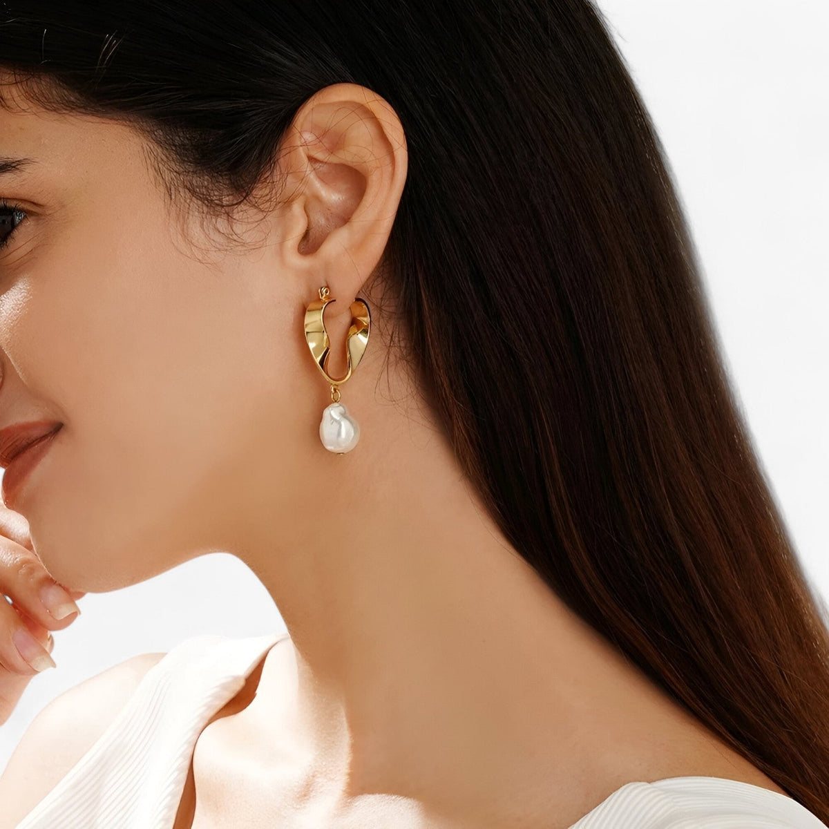 Hollow Round Torque Earrings, 18K Gold-Plated