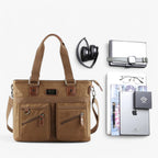 Sturdy Vintage Canvas Organised Work Shoulder Bag