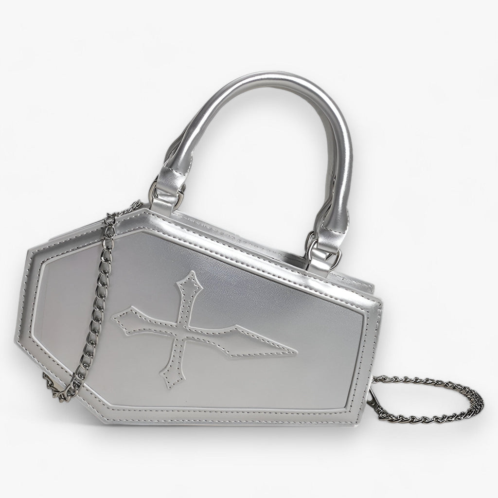 Gothic Coffin-Shaped Chain Handbag for Halloween