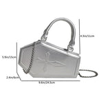 Gothic Coffin-Shaped Chain Handbag for Halloween
