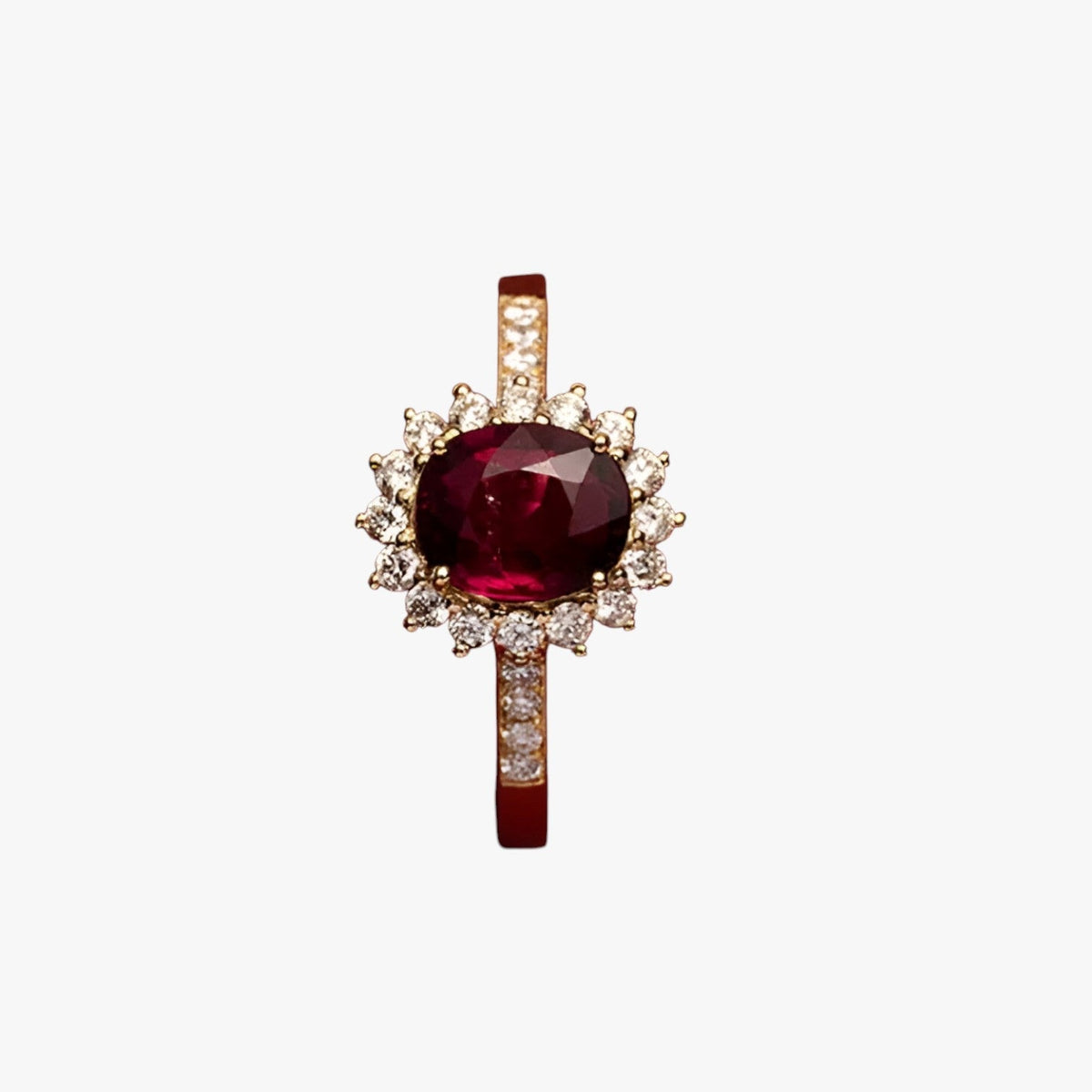 Vintage Ring with Pink-Red Zircon and Gold Plating