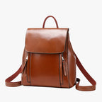 Slim Durable Leather Backpack for School and Work