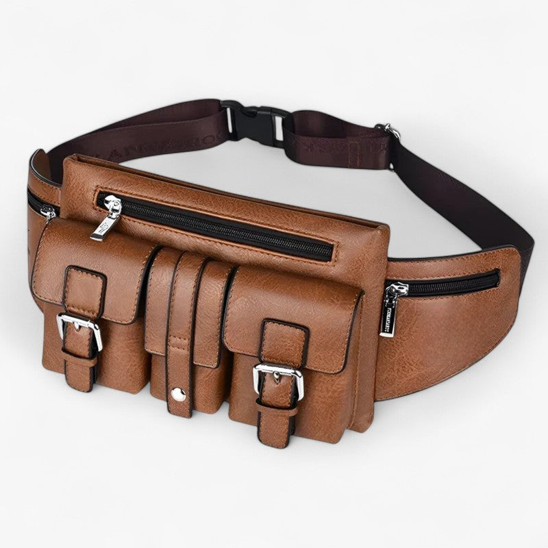 Men's Leather Belt Bag with Spacious Front Pocket