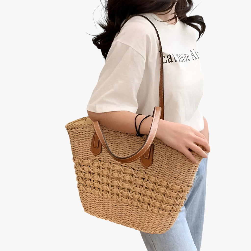Women's Lightweight Woven Straw Summer Shoulder Bag