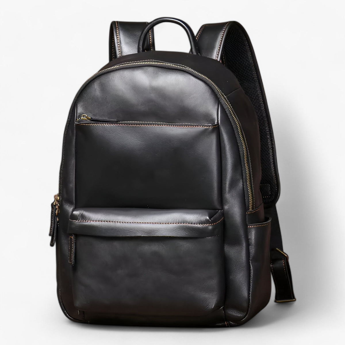 Vintage-Inspired Leather Travel Backpack for Work and School