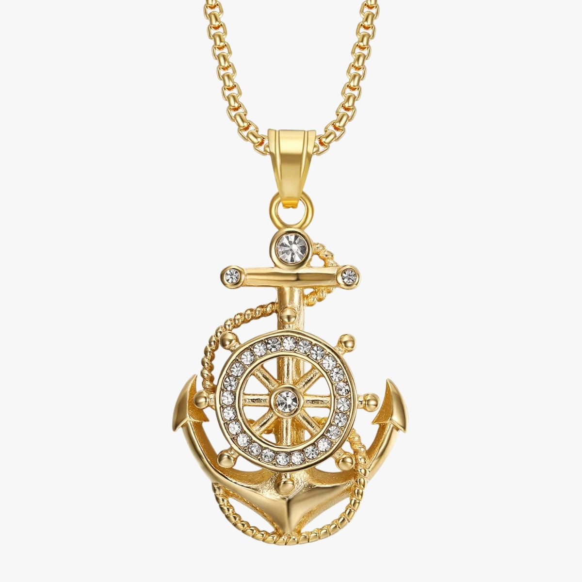 Anchor Pendant Necklace with Gold-Plated Finish