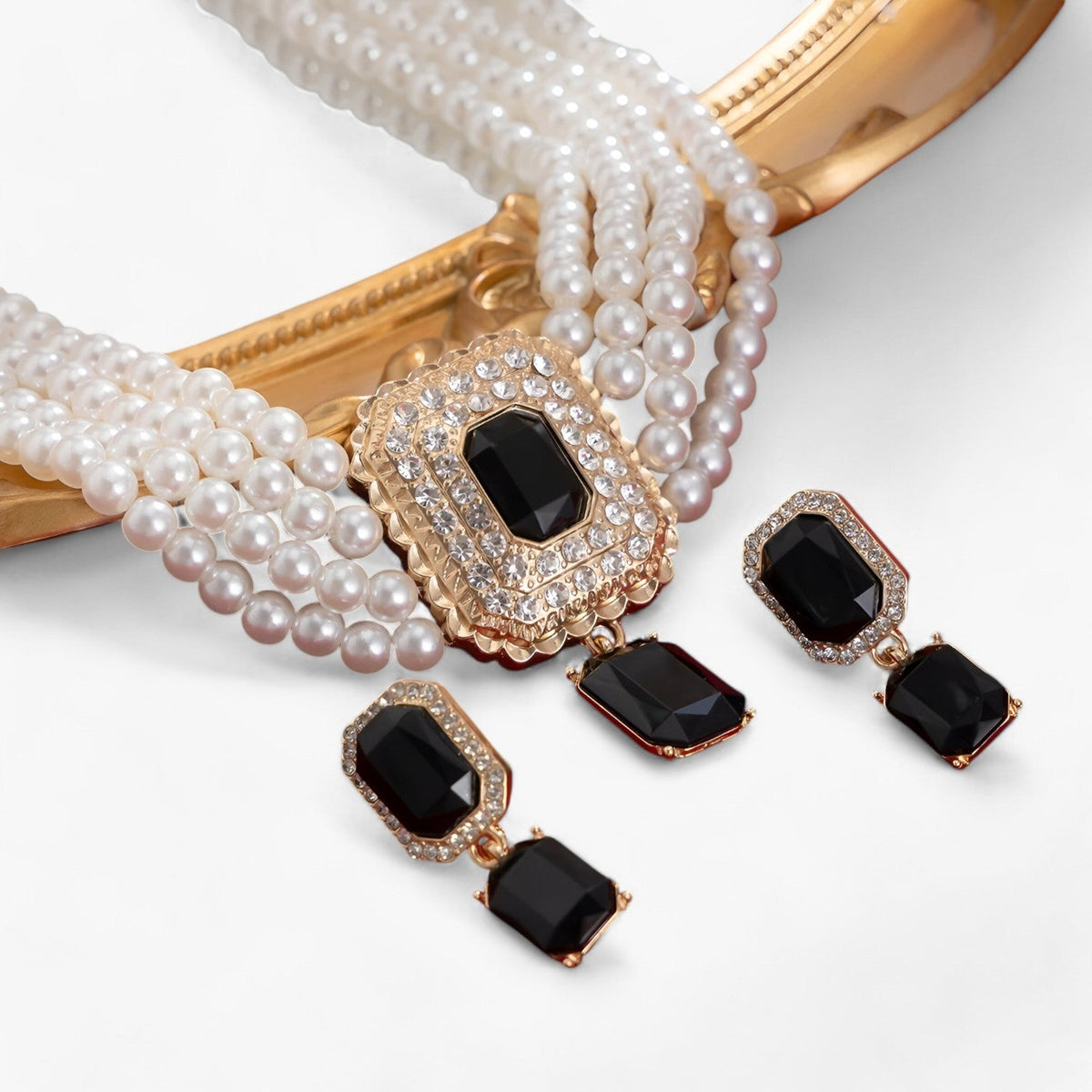 Multi-Layer Pearl Necklace and Earring Set
