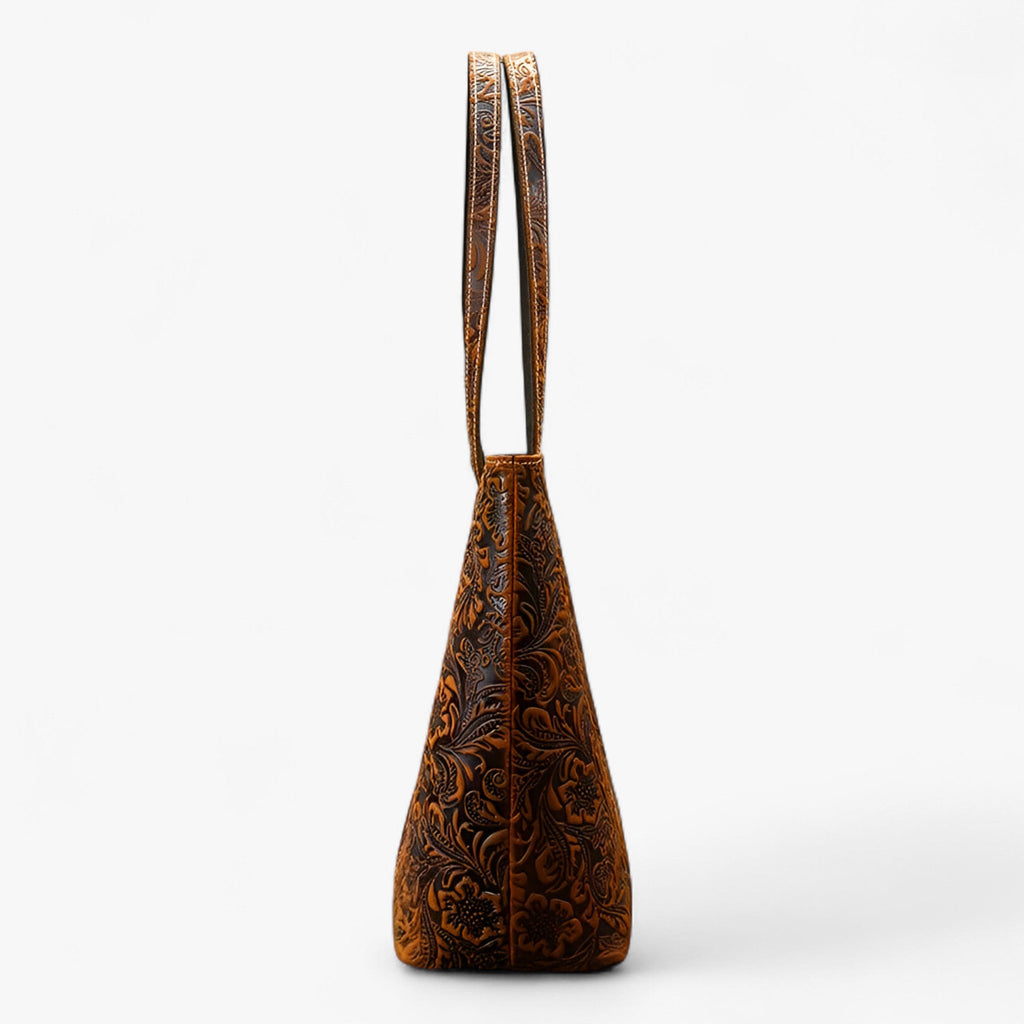 Grote handgemaakte vintage leren shopper-schoudertas voor dames