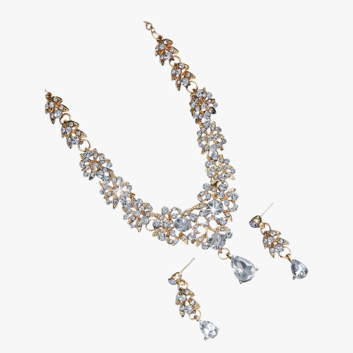 Set met ketting en oorbellen in rood kristal voor gelegenheden