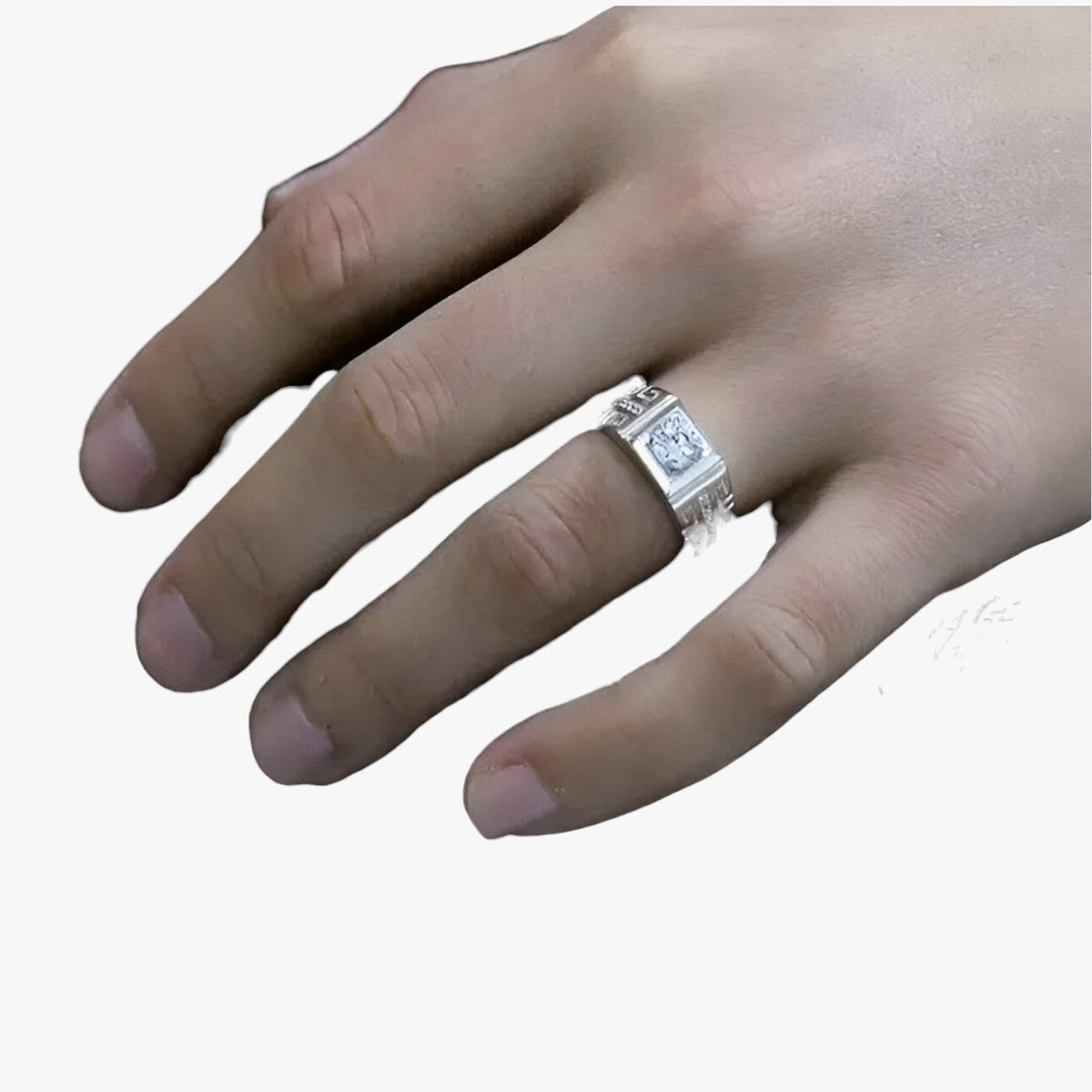 Zilverkleurige statement ring met grote kristallen