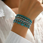 Bohemian Turquoise-Look Beaded Bracelet Set