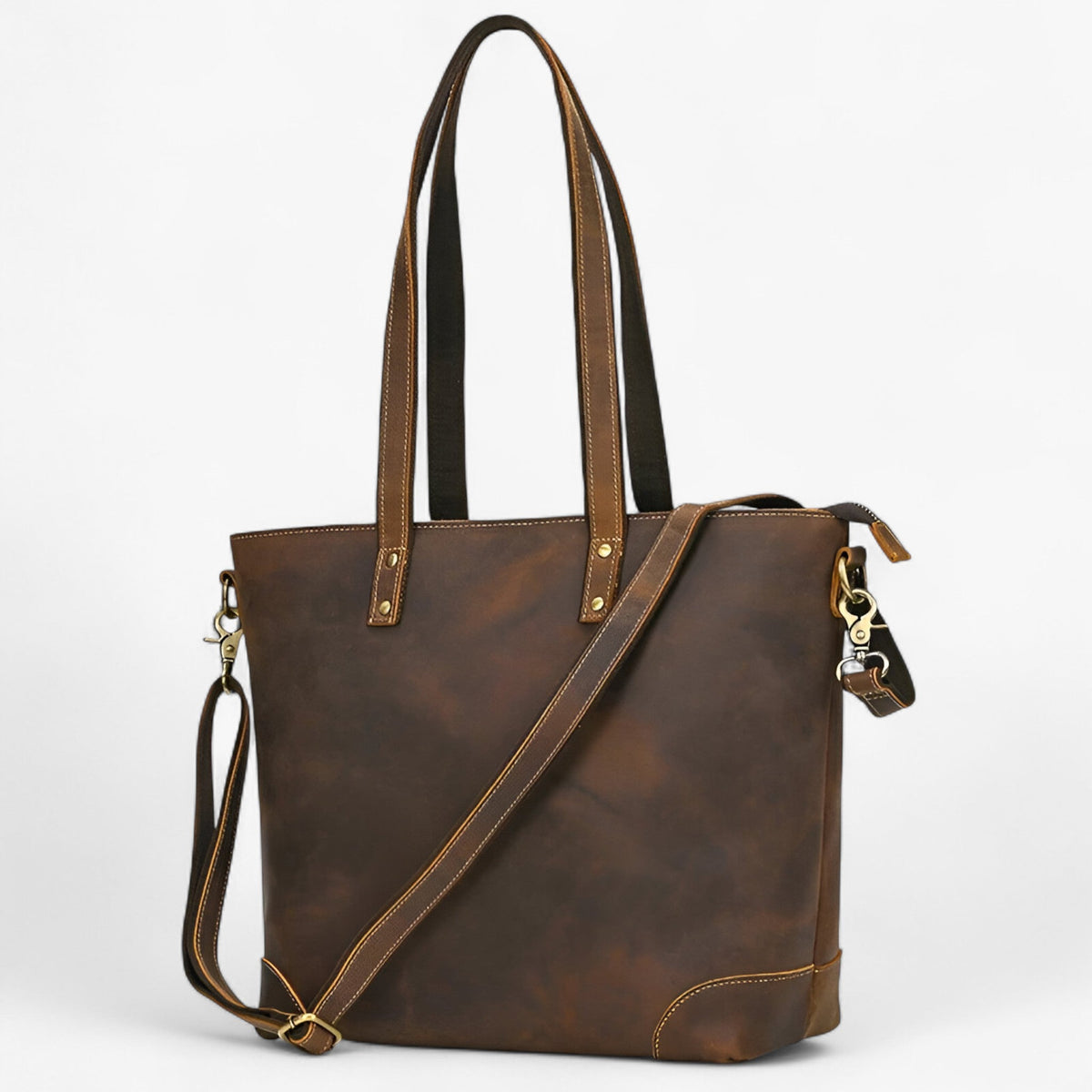 Ruime lichte shopper van echt leer voor dames