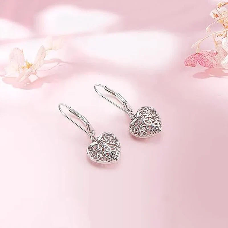 Silver-Tone Hollow Heart Earrings