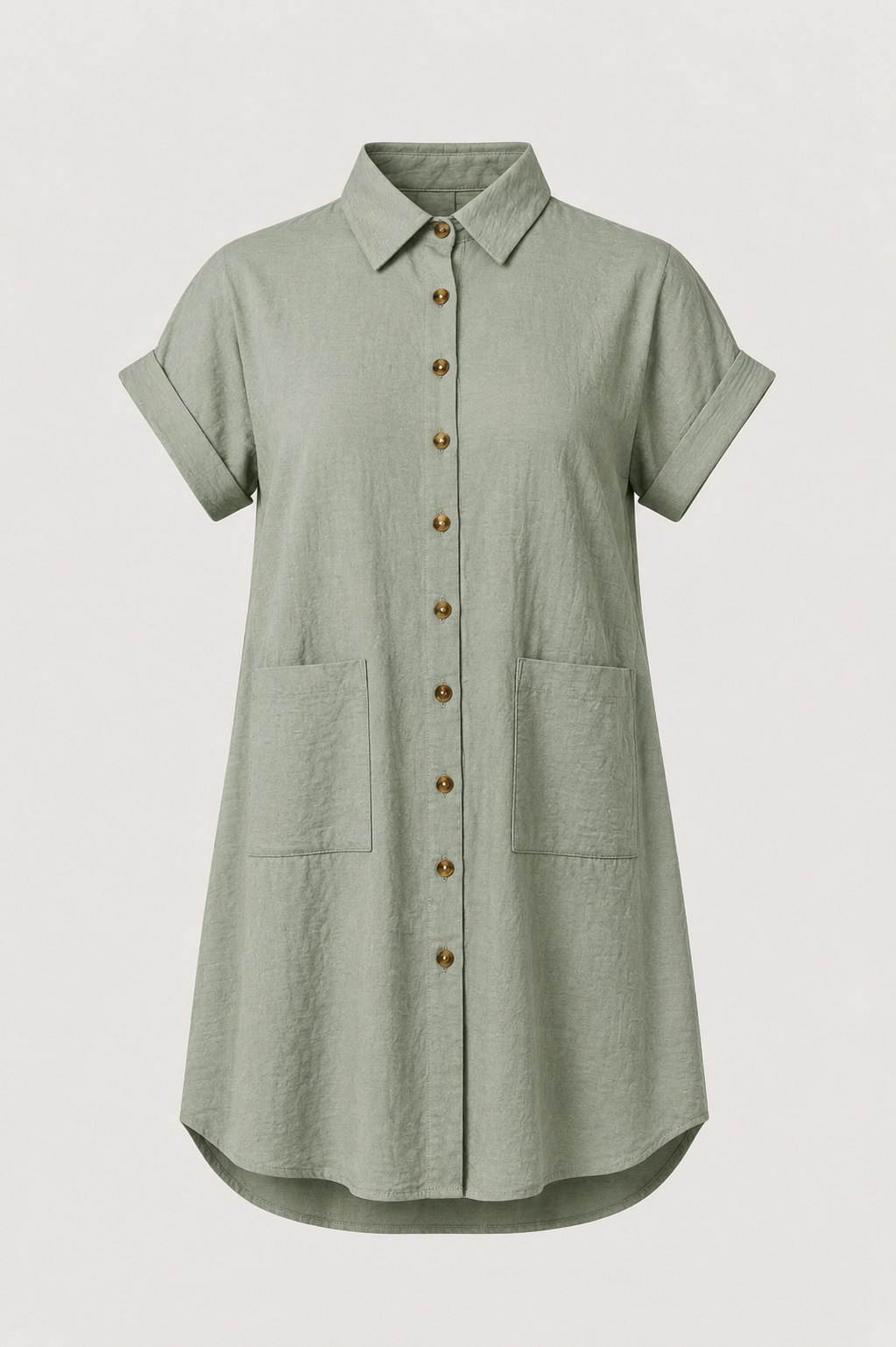 Lightweight Shirt Dress with Pockets and Cape Collar