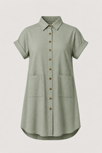 Lightweight Shirt Dress with Pockets and Cape Collar