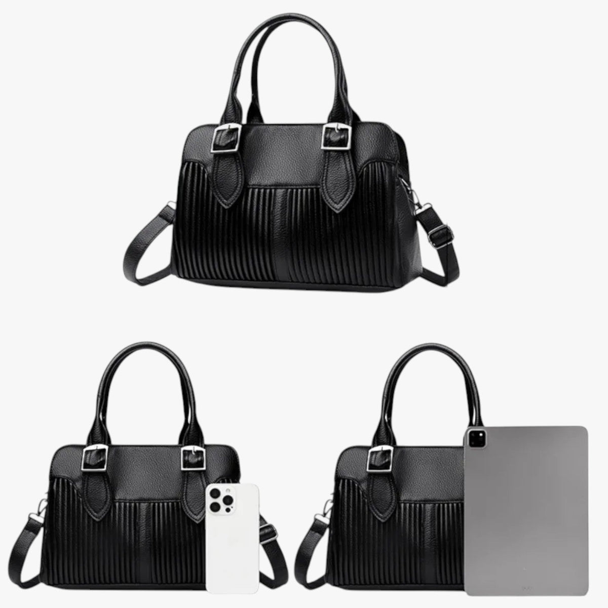 Soft PU Leather Three-Compartment Backpack
