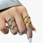 Adjustable Branch-Effect Ring in Silver-Tone