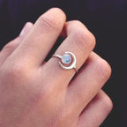 Crescent Moon Silver-Tone Moonstone Ring