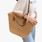 Women's Lightweight Woven Straw Summer Shoulder Bag