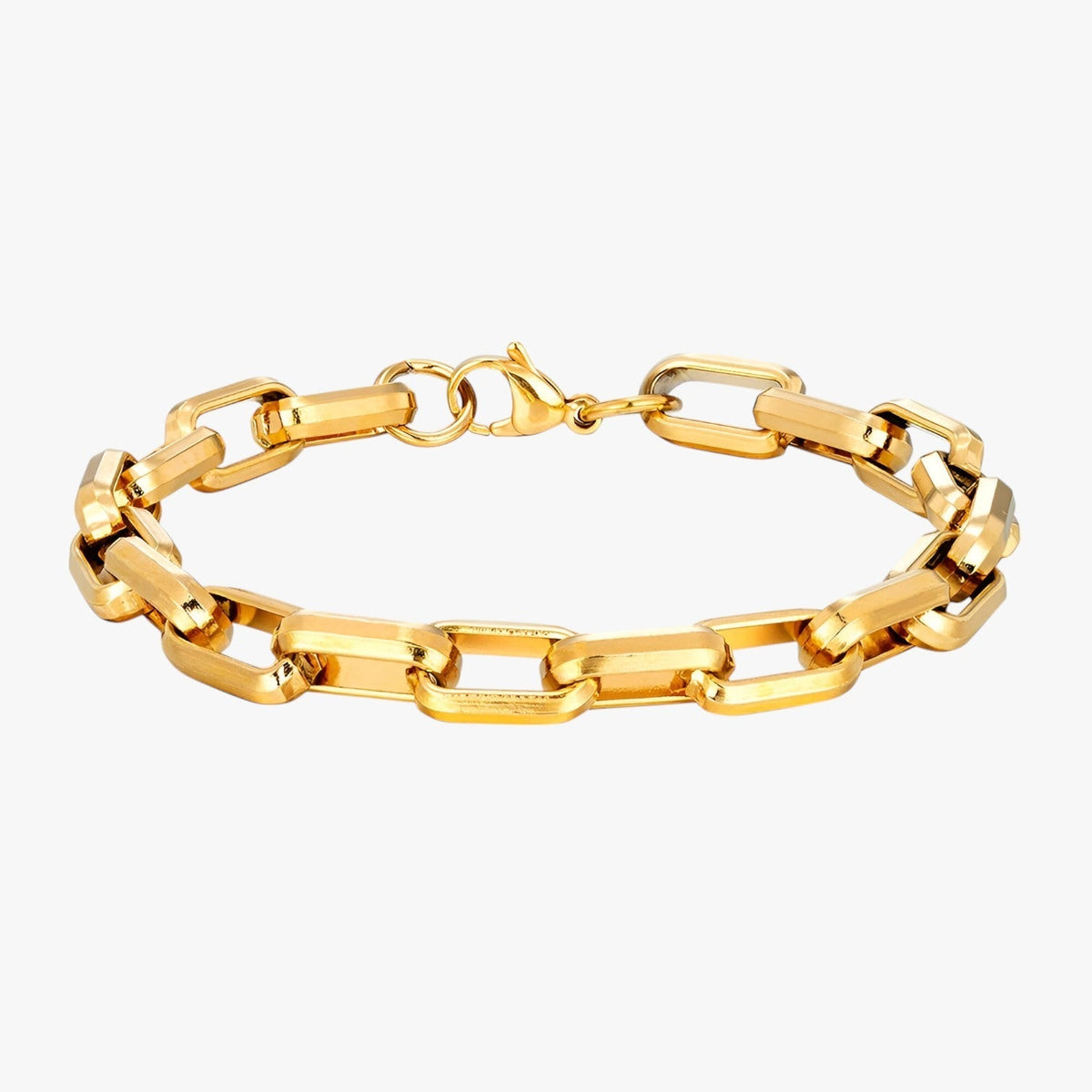 Zware stalen armband met brede schakels