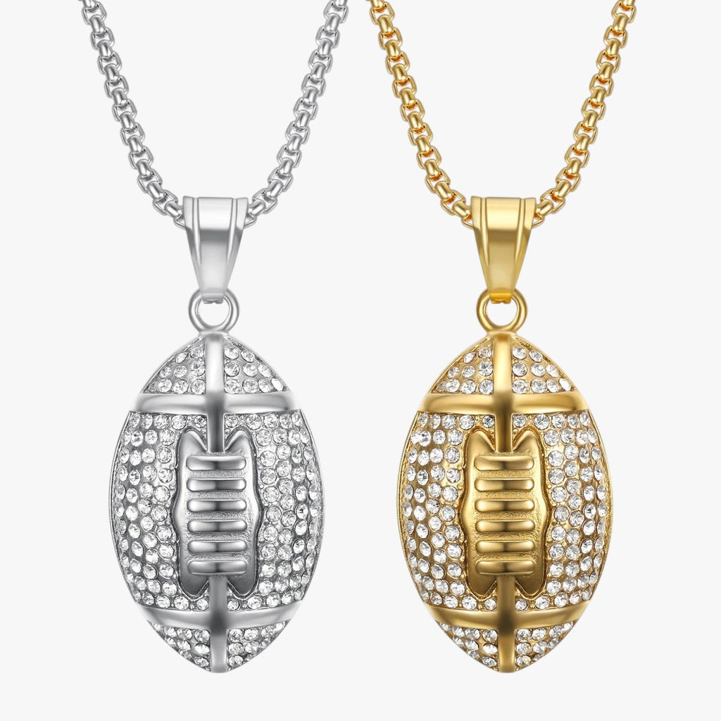 Roestvrijstalen ketting met rugbybalhanger