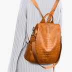 Soft Leather Anti-Theft Backpack with Back Zip Access
