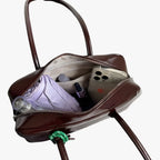 Vintage-Inspired Structured Work Handbag with Compartments