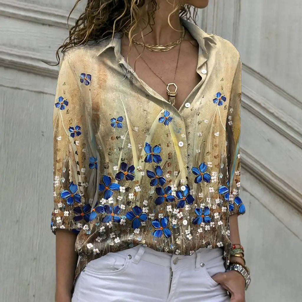 Blouse met print, los silhouet en lange mouwen