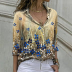 Blouse met print, los silhouet en lange mouwen