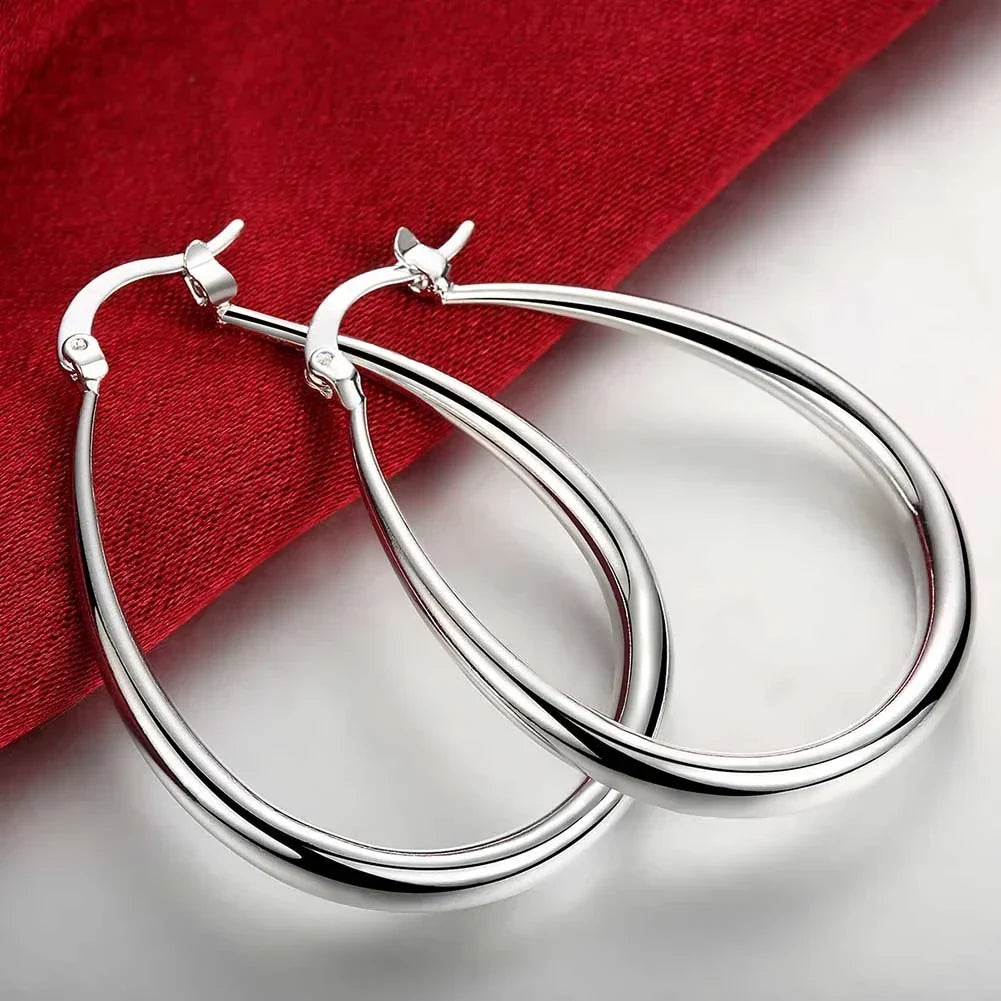 Oval Sterling Silver Earrings