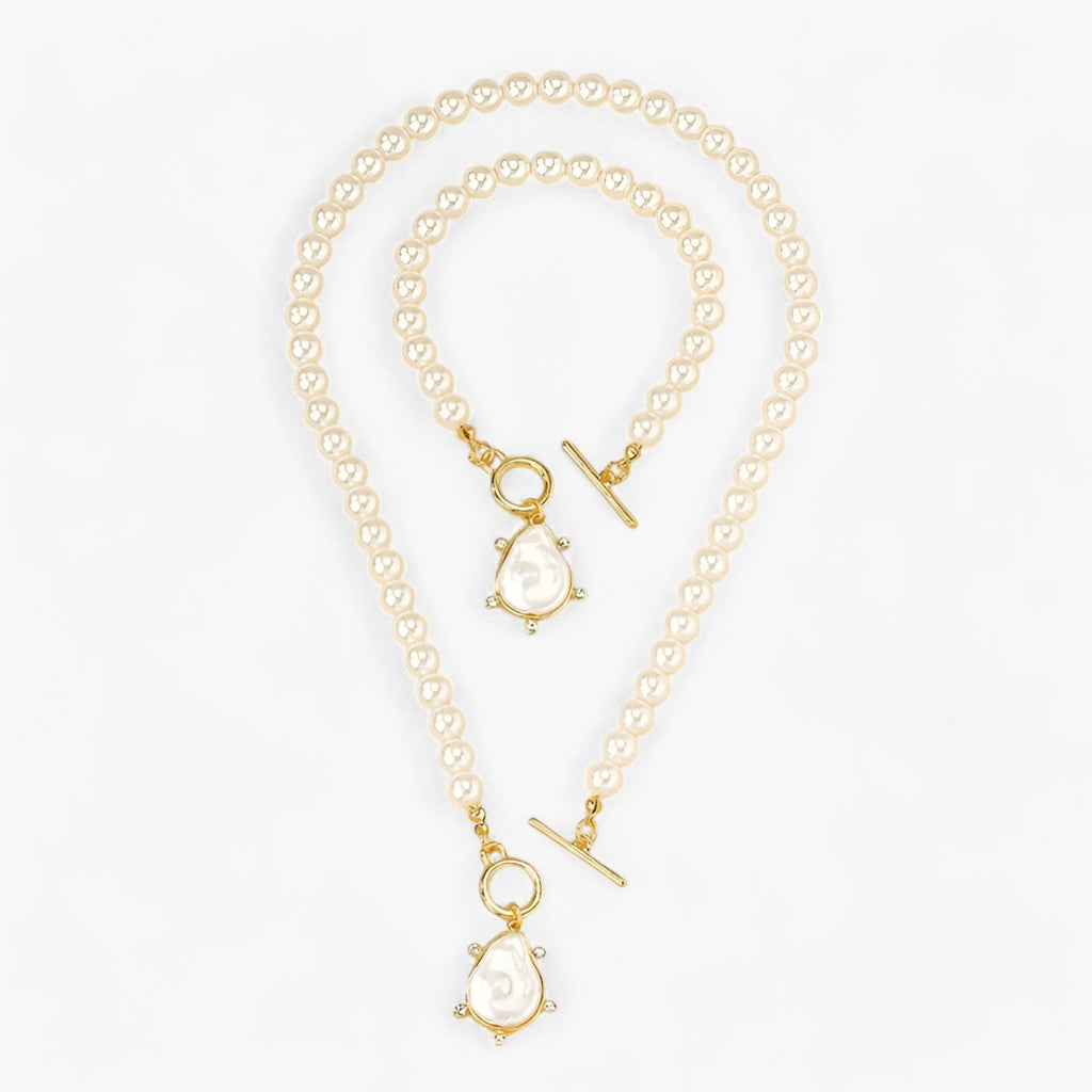 Irregular Pearl Necklace and Earring Set